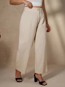 Chikora Quần vải cotton nữ ống rộng mùa hè quần vải lanh 100% cotton mùa thu quần vải cotton nữ cỡ lớn quần vải cotton nữ mùa thu ... - Màu be - Xem 9