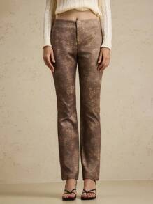 Briarwyn Pantaloni casual vintage a gamba dritta di stile "Old Money" da donna, adatti per l autunno e l inverno, abiti vintage da donna per l estate - Cachi - Visualizzare 7