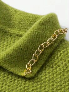 Manfinity Homme 男士落肩长袖单排扣休闲开衫 绿色开衫 男士，秋冬 - 綠色 - 查看 4