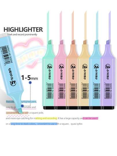 4/6Pcs Fluorescent Highlighter & Marker Pens, Pastel Macaron Colored For Drawing, Marking, Note-Taking Back To School,Macaron-Colored Highlighters Set, High Appearance Level, Students Focus On Marking Diy Handbooks, Drawing And Doodling Markers.