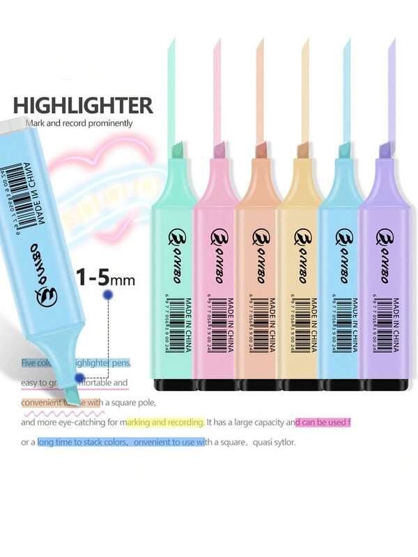 4/6 pezzi Evidenziatori e pennarelli fluorescenti, set di evidenziatori color macaron pastello per disegnare, segnare, prendere appunti, ritorno a scuola, set di evidenziatori color macaron, alto livello di aspetto, gli studenti si concentrano sulla segnatura di manuali fai-da-te, disegno e pennarelli per doodle.