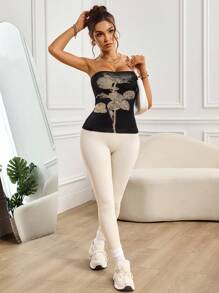 SHEIN Sports 女士无缝提花运动吊带背心，适合日常健身 - 彩色 - 查看 5