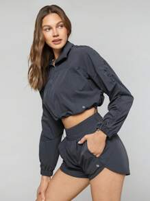 GLOWMODE Shorts De Carrera De Gran Altura Y Tejido Aireado Con Bolsillos - Iron Gray - Ver 7