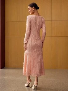 MOTF PREMIUM APPLIQUES ZIPPER DRESS - Pink - View 3
