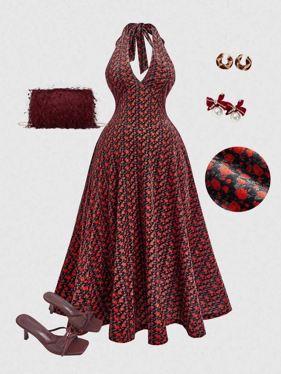 SHEIN MOD 大码女式露背褶饰蝴蝶结摆裙、派对女士服装、化妆舞会礼服、生日女士服装、性感红色连衣裙、蝴蝶结连衣裙、女式长裙、女士舞会礼服、女士正式复古礼服、女士派对礼服、女士鸡尾酒会礼服、女士派对礼服、女士正式挤奶女工礼服、紧身胸衣裙、闪亮面料、安哥拉红、女士夏/秋装、生日礼服、优雅派对礼服、2000 年代风格、万圣节 - 彩色 - 查看 1