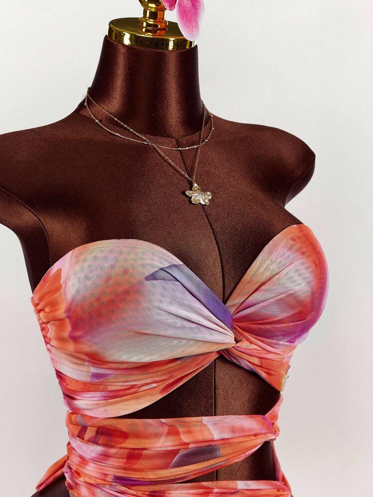 Amplova Top bandeau sin espalda con lazos y colores - Multicolor - Añade 6