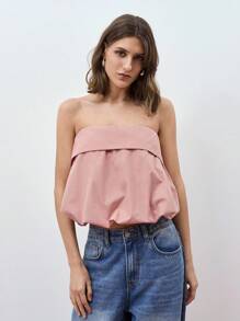 Maija 女士简约纯色休闲衬衫上衣，日常穿着，节日