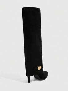 CUCCOO SZL 女士尖头高筒细高跟过膝长靴，性感时尚女士圣诞马靴