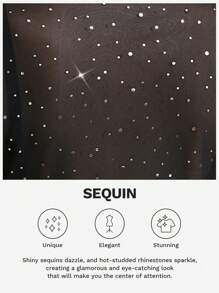 Gownix Plus Size Women Sheer Glitter Mesh Long Sleeve Top Elegant Woman Clothing