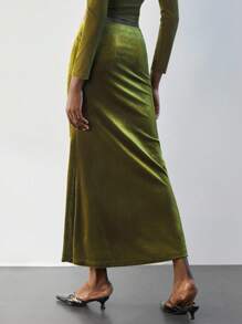 Maija 女士修身长裙，现代优雅简约时尚休闲百搭 - 綠色 - 查看 4