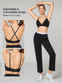 GLOWMODE FeatherFit™ V-Shaped Sports Bra Light Support - Black - View 8