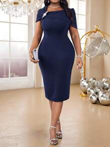 Fleurora Spring And Fall Autumn And Winter Elegant Party Wedding Cocktail Party Christmas Navy Blue Purple Asymmetrical Neck Rhinestone Bodycon Dress Plus Size Dresses Dresses For Women Elegant Dresses For Women Wedding Guest Dress Women Black Dresses For Women,Fall Dresses For Women Dresses For Women Elegant