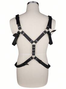 SHEIN Dây nịt da trang trí đinh tán hình chữ O cho nam - màu đen - Xem 2