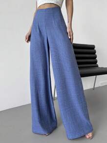 Firerie 女士休闲高腰长款阔腿裤，蓝色，适合沙滩装、机场装， - 藍色 - 查看 6