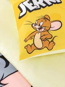 TOM & JERRY X SHEIN Juego de ropa de cama con estampado de dibujos animados y letras