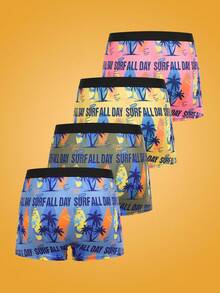 Notgurli Men's Tropical Print Casual Swim Trunks - Multicolor - View 2