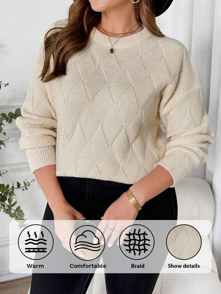 SHEIN Clasi 大码女式套头毛衣，优雅套头毛衣，百搭套头毛衣，秋冬女式针织套头毛衣，女士秋季毛衣，女士针织套头毛衣，女士针织衫，秋季毛衣，套头针织毛衣，女士针织毛衣，套头毛衣，女士毛衣，教师款套头毛衣，大码女式套头毛衣，女士办公室款套头毛衣，冬季外出款套头毛衣