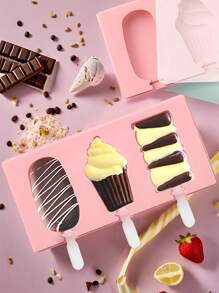 Joivida 1Pc Cute Shapes Silicone Popsicle Molds With Lids Reusable Ice Cream Mold Popsicle 4 Cavities Maker Homemade DIY Set - Pink - View 4