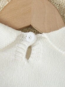 SHEIN Vintaside Kids 女婴针织毛衣，长袖翻领连体衣，连裤袜，秋冬季舒适穿着。粉色和杏色可选，优雅百搭的设计，刺绣卡通图案，适合日常穿着、室内、户外和旅行。 - 彩色 - 查看 7