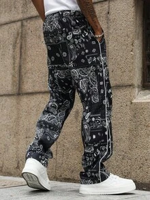 PAVTROS Quần ống đứng dáng rộng Manfinity Streetrush phong cách Street Academy dành cho nam, in kỹ thuật số họa tiết Paisley toàn bộ, hoàn hảo để kết hợp với phong cách INS, High Street và Hip-Hop. Lý tưởng cho phong cách Street Rock, lễ hội âm nhạc và trang phục hàng ngày. - Nhiều màu - Xem 2