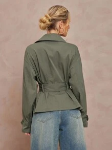 Lumalex 秋季 朴素 复古 金钱 闪光 节日 派对 狂欢 节日 郊游 假期 波西米亚风 户外 层次丰富 婚礼 季节 宴会 成人礼 领口 束腰 腰部 工装 口袋 对比 纽扣 短款 女式 宽款 女式 女士 女士 女士 腰带 女士 - 綠色 - 查看 2