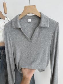 SHEIN 3 件套青少年女孩多色方领褶皱腰针织贴身休闲校园风格分层 T 恤 - 彩色 - 查看 6