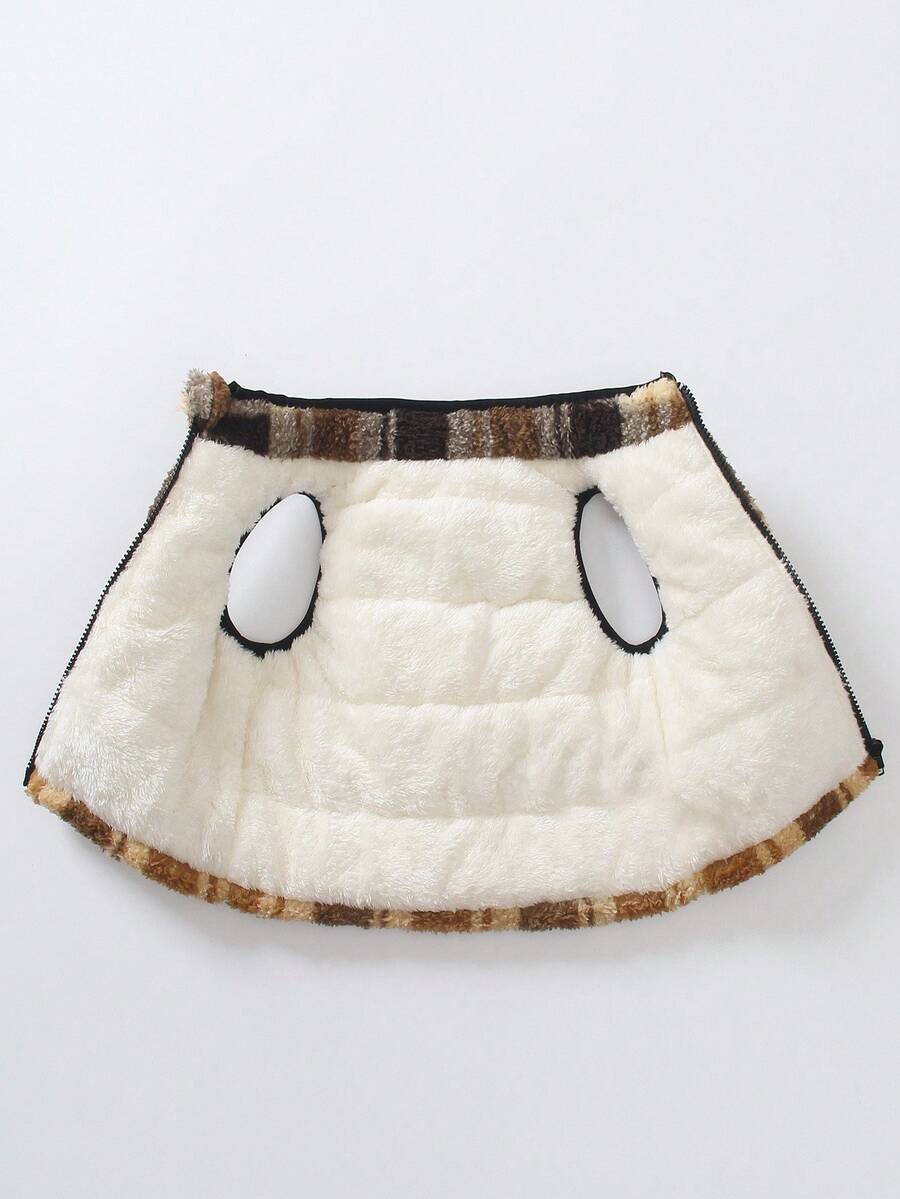 1pc Toddler Boys' Fashion Sherpa Quilted Zip-Up Vest,Brown Checkered Plaid Design,Modest Autumn Winter Outdoor Clothes,Date Outfit For Baby Boy - Multicolor - View 1