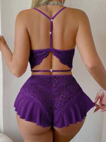 性感蕾丝吊带连体睡衣，露脐设计