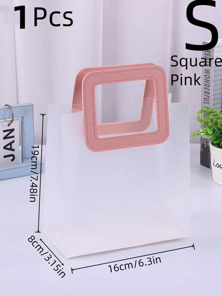 SHEIN 10Pcs/5Pcs/1Pcs磨砂透明圆形或方形手提袋，不包括丝带和填充草，情人节淋浴礼品袋，婚礼礼品袋，糖果伴娘礼品袋，珠宝店袋，婚礼伴娘礼品袋，礼品包装袋，服装购物袋可爱手提袋，手提包，PVC可重复使用礼品袋 - 彩色 - 查看 32