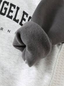 Cozy Pixies 2pcs/Set Young Boy Letter Pattern Knit Soft Round Neck Long Sleeve Pullover Top And Elastic Waist Pants Fall Winter