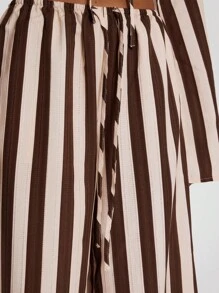 MUSERA Women Pants Wide Leg Stripe Linen Look Trouser Holiday, Linen Pant, Summer, Beach Vacation  Party  Spring - Multicolor - View 6