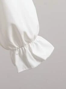春秋新款彼得潘领3D蝴蝶结长袖宽松白衬衫甜美百搭学院风 - 白色 - 查看 3