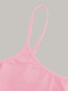 SHEIN EZwear Bộ đồ liền thân dây mảnh màu hồng giản dị tối giản gợi cảm dành cho nữ, thích hợp cho mùa hè - Hồng - Xem 4