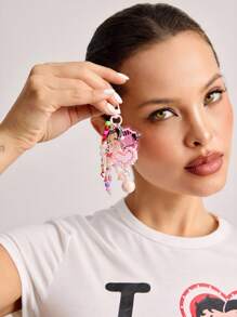 Betty Boop | ROMWE 可爱卡通人物亚克力钥匙扣 - 粉色 - 查看 3