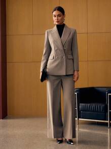 HERRINGBONE HIGH-RISE WIDE LEG PANTS, AUTUMN/WINTER - Grey - View 2