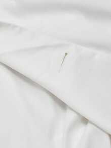 SHEIN MOD 加大码白色优雅百搭无袖亚麻腰带短款风衣背心 - 白色 - 查看 5