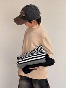 SHEIN Little Byeori 4件套男童休闲韩版保暖高弹高领T恤，适合秋季、春季、冬季、户外玩耍、上学、街头风、派对和休闲穿着。 - 彩色 - 查看 6