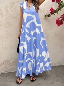 Lyxana 女士复古印花超长连衣裙 秋季服装 - 彩色 - 查看 4