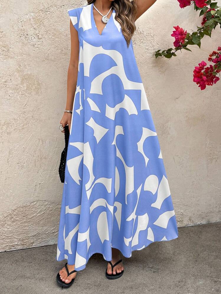 Lyxana 女士复古印花超长连衣裙 秋季服装 - 彩色 - 查看 4