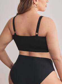 Moonlight&Mama Plus Size Women Comfortable Solid Color Adjustable Nursing Bra - Black - View 2
