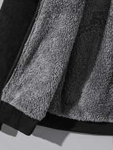 SHEIN Teen Boys' Black Corduroy Thermal Lined Slim Fit Minimalist Padded Jacket, Casual, School, Comfortable, Versatile, Soft Fabric, Suitable For Daily Wear, School, Outings, Outdoor Activities, Autumn/Winter Teen Boy Jackets Teen Boys Coats Boys Winter Jackets Boys Corduroy Jacket Boys Bomber Jacket Teen Boys Winter Clothes Boys Jackets Fall Winter - Black - View 6