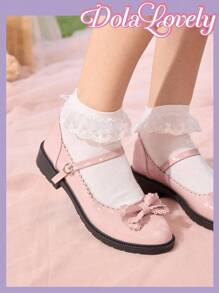 Dola Lovely Nuevos zapatos de mujer con tacón grueso, zapatos planos sexys para fiestas - Rosa - Ver 5