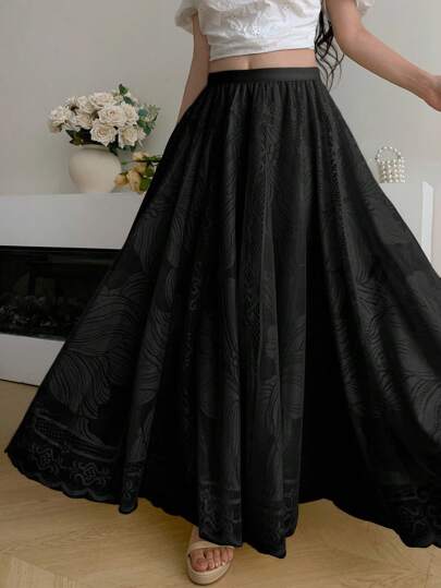 Modelyn Falda de mujer de encaje amarillo claro de moda nueva