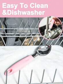 SHEIN Basic living 1 pieza Cuchara multifuncional con cómodo asa para de galleta , helado bola , melón bola - Rosa - Ver 7