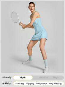 GLOWMODE FeatherFit™-Air Peekaboo Everyday Built-In Shorts Pocket Anti-Slip Dress Yoga Pilates Spring Summer Quick Dry Moisture Wicking - Aqua Blue - View 8