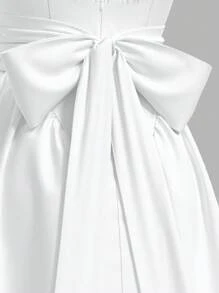 SHEIN MOD 春夏新款大码女式复古水钻链条白色露背中长连衣裙，优雅连衣裙，适合派对、宴会、音乐节、姐妹聚会、节日 - 白色 - 查看 6