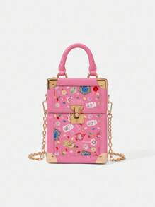 HARRY POTTER X SHEIN 糖果图案盒形手提包 - 粉色 - 查看 2