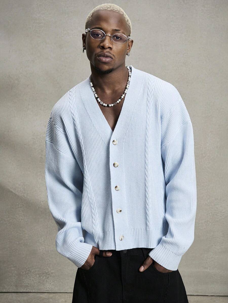 PAVTROS Áo khoác cardigan nam Manfinity Streetrush màu trơn đa năng thường ngày, trở lại trường, thu đông, áo dài tay - Nhiều màu - Xem 1