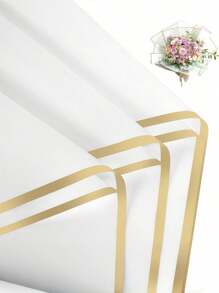 Giấy gói hoa - Giấy gói hoa chống thấm Gold Edge - Giấy gói hoa phù hợp cho sinh nhật và đám cưới - Vàng trắng - Xem 9