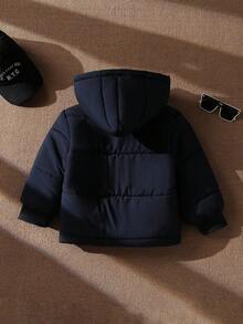 新款秋冬韩版青年男孩厚款字母刺绣立领休闲拉链夹克 - 藏蓝色 - 查看 2